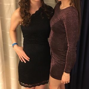 Black, one strap, lace dress